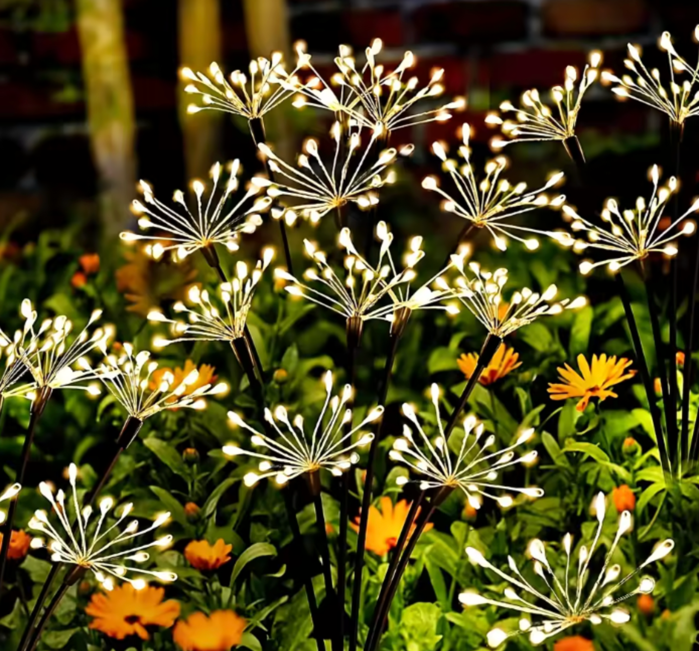 Solar LED Firework Light | 60 Warm White LEDs | Flexible Outdoor Garden Sparkle Decor