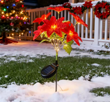 Solar LED Christmas Star Flower Light | Decorative Garden Stake | Outdoor Holiday Landscape Decor