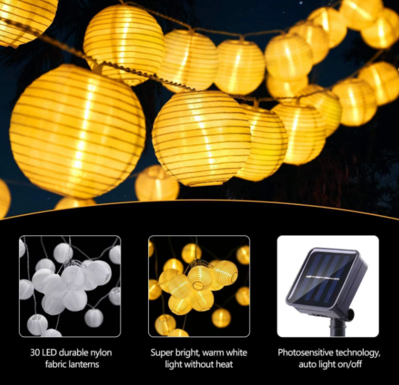 Solar LED Globe String Lights | Solar-Powered Garden Garland | Outdoor Patio & Party Decor