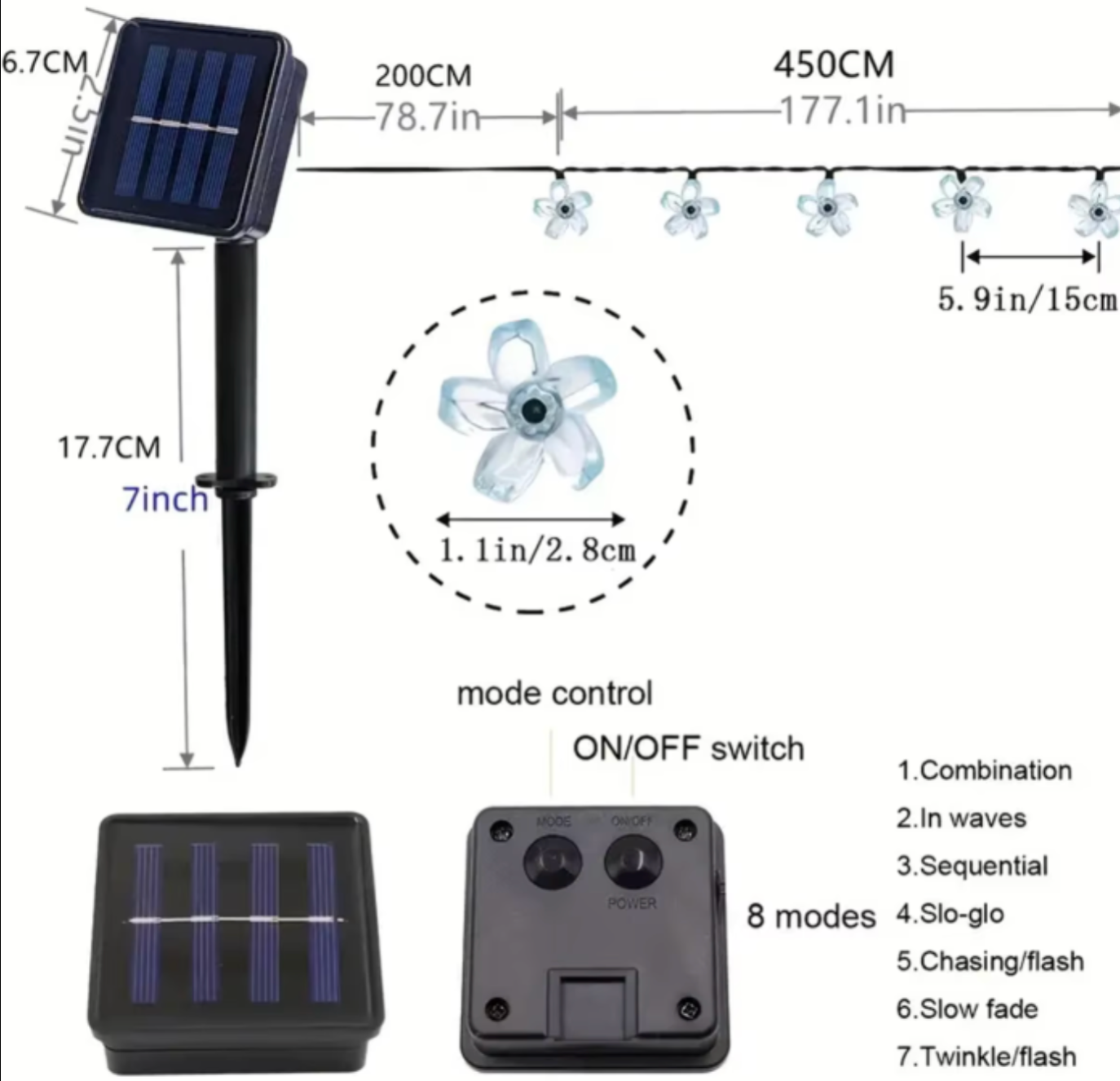 Solar Flower LED String Lights | IP65 Waterproof Fairy Lights | Garden & Outdoor Landscape Decor