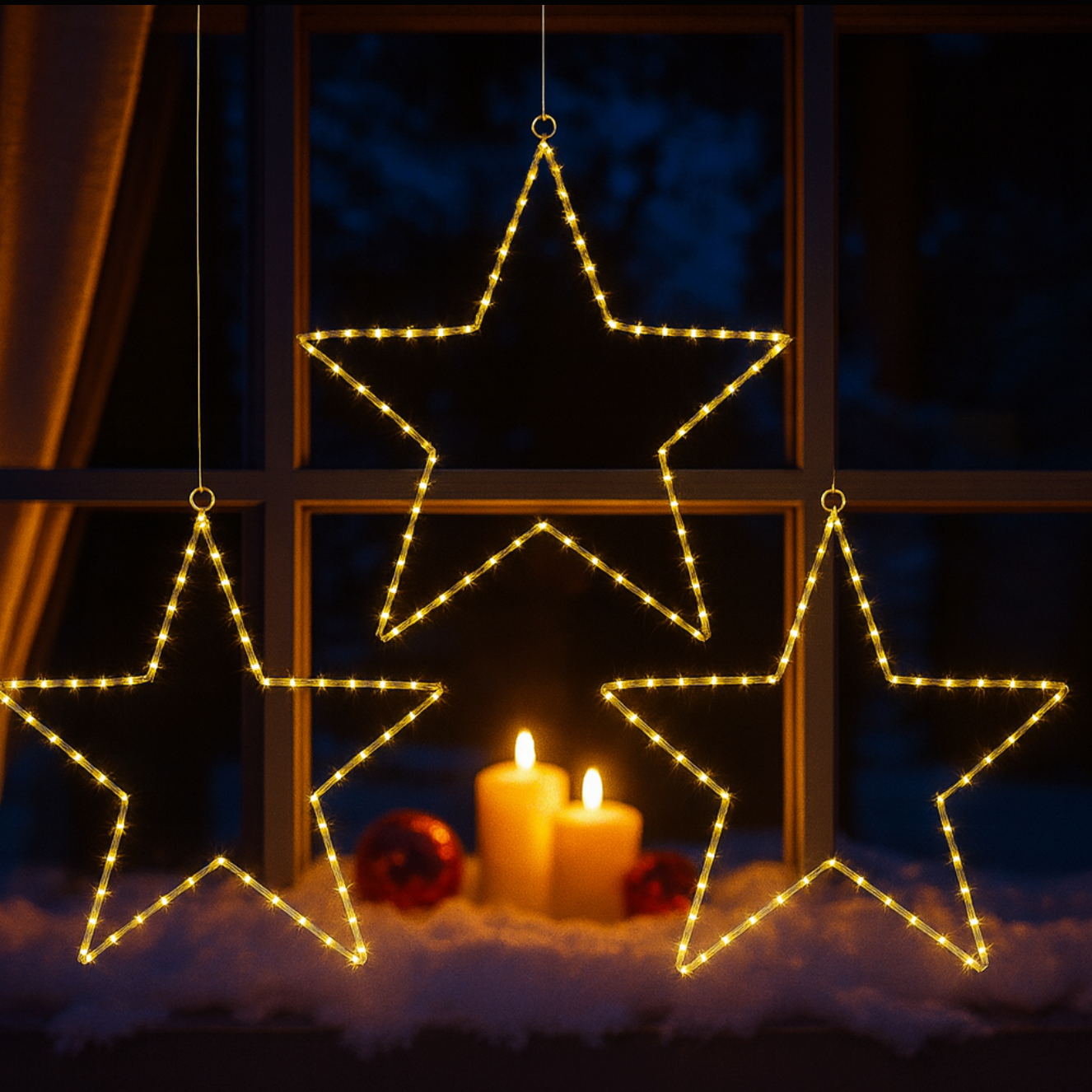LED Star String Lights | 8 Modes & Smart Timer | Warm White Battery Powered Lighting