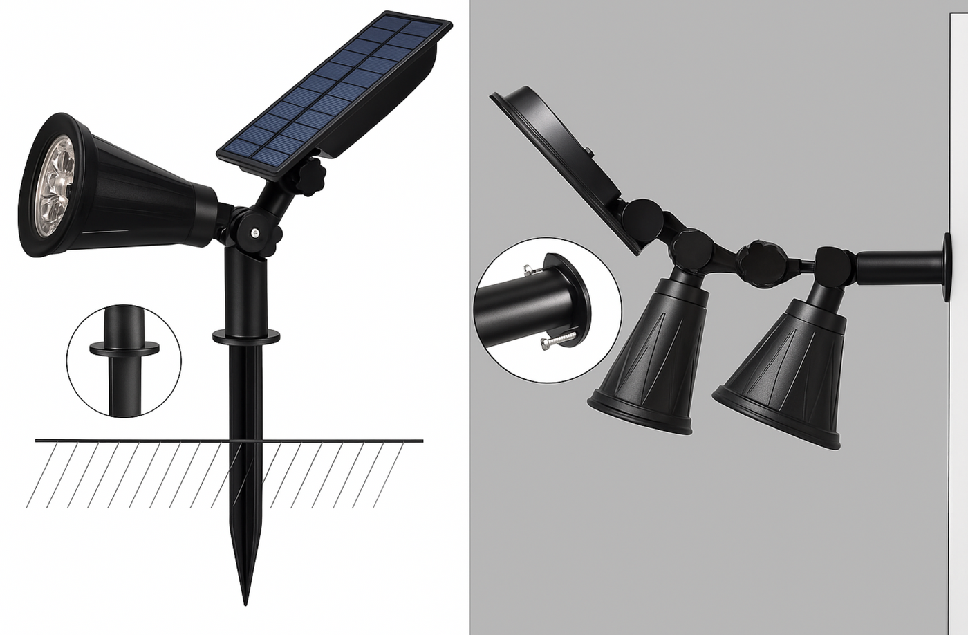 9-LED Solar Spotlight | High-Intensity IP65 Waterproof | Outdoor Security & Accent Light