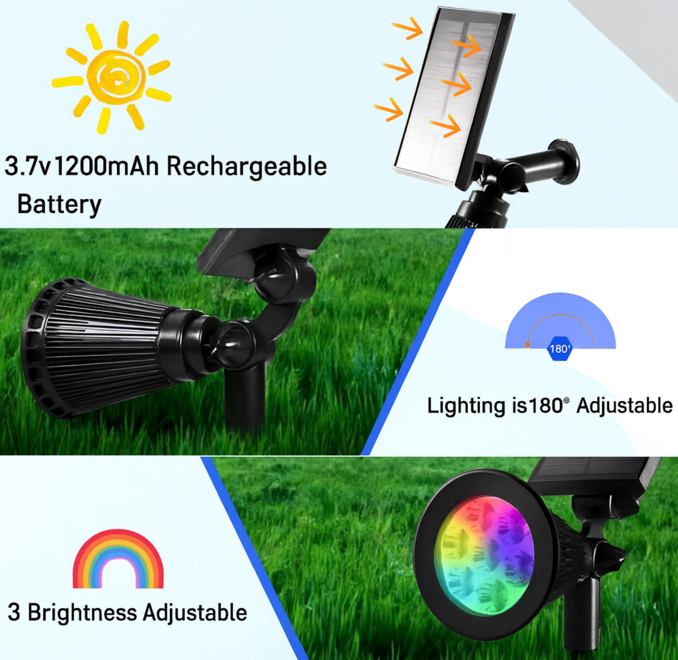 9-LED Solar Spotlight | High-Intensity IP65 Waterproof | Outdoor Security & Accent Light