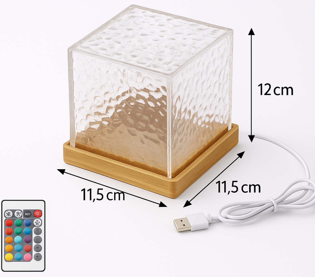 Crystal RGB Table Lamp | 16-Color LED Mood Light | 3D Visual Effect & Remote Control