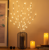 28" LED Birch Branch Lights | 20 Warm White LEDs | Battery Powered & Bendable Decor