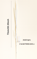 28" LED Birch Branch Lights | 20 Warm White LEDs | Battery Powered & Bendable Decor