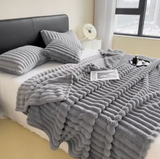 Wide-Stripe Plush Throw Blanket | Soft Cozy Blanket for Couch & Bed | 5 Sizes