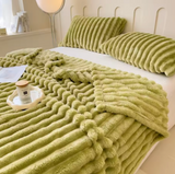 Wide-Stripe Plush Throw Blanket | Soft Cozy Blanket for Couch & Bed | 5 Sizes
