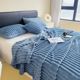 Wide-Stripe Plush Throw Blanket | Soft Cozy Blanket for Couch & Bed | 5 Sizes