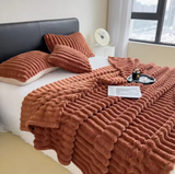 Wide-Stripe Plush Throw Blanket | Soft Cozy Blanket for Couch & Bed | 5 Sizes
