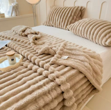 Wide-Stripe Plush Throw Blanket | Soft Cozy Blanket for Couch & Bed | 5 Sizes