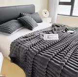 Wide-Stripe Plush Throw Blanket | Soft Cozy Blanket for Couch & Bed | 5 Sizes