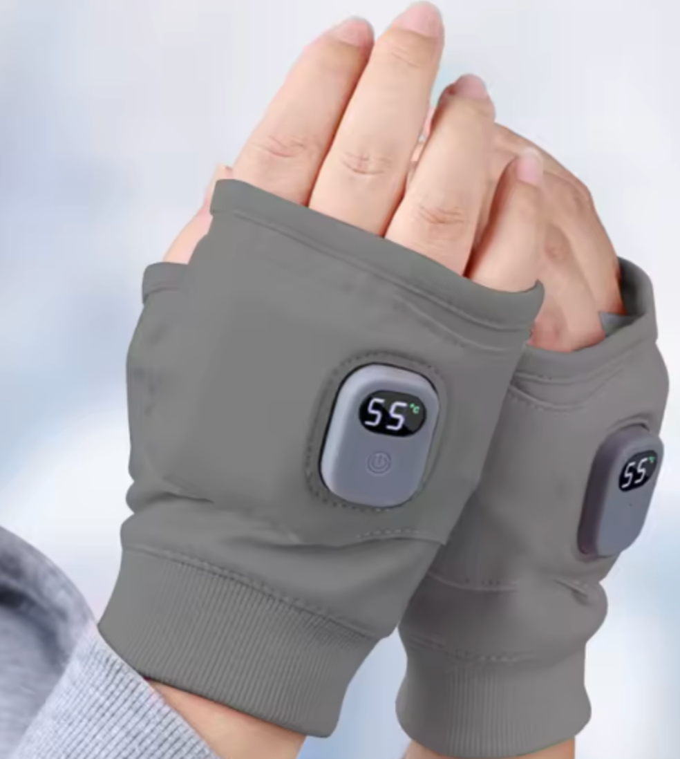 Fingerless USB Heated Gloves | 3-Zone Heating & 360° Warmth | Rechargeable Winter Gloves