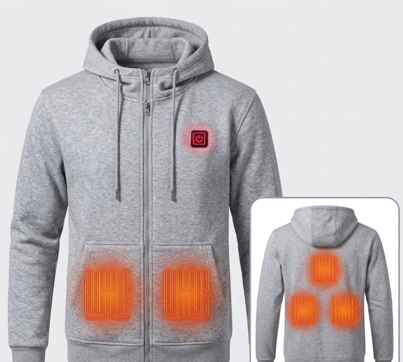 Heated Zip-Up Hoodie | 3 Adjustable Heat Settings | USB-Powered Thermal Warming Hoodie