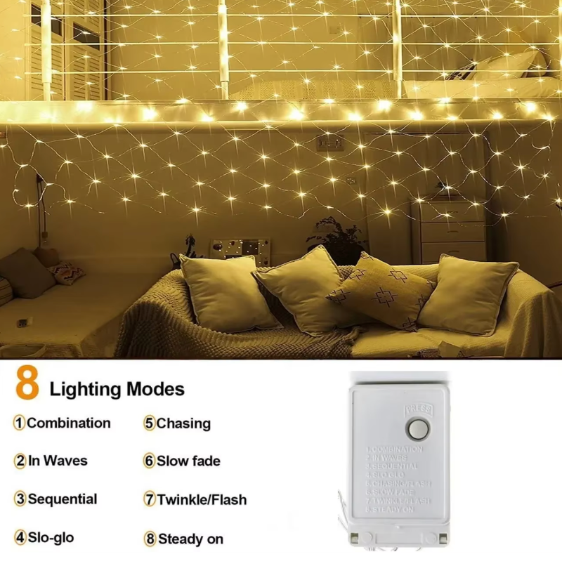 Solar LED Net Lights | Outdoor Mesh Garden & Patio Lighting | Remote Control & Multi-Mode Decor