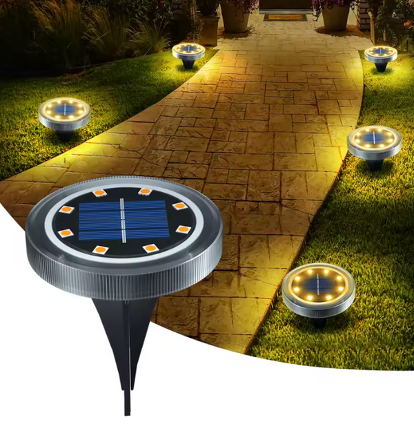 Solar LED Ground Lights | IP65 Waterproof Outdoor Disk Lights | Non-Slip Garden & Patio Decor