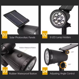 9-LED Solar Spotlight | High-Intensity IP65 Waterproof | Outdoor Security & Accent Light