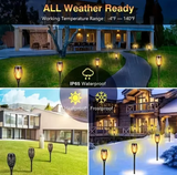 Solar LED Garden Torches | 2-Pack Warm Flame Effect | IP65 Waterproof Outdoor Stakes (350 Lumens)