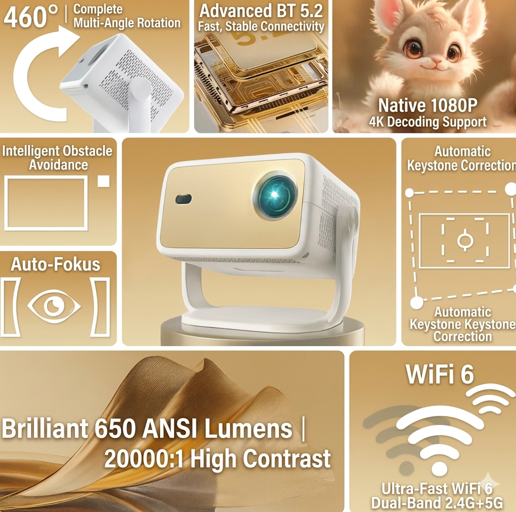 CineBeam P350 | Smart Projector | Native 1080P (4K Support), Android 11 & 360° Rotating Stand